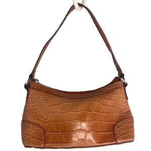 Tommy Hilfiger Faux Vegan Alligator Leather Orange Purse Bag Zipper Close Small